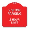 Signmission Visitor Parking Sign Visitor Parking 2 Hour Limit, Red & White Alum Sign, 18" x 18", RW-1818-22729 A-DES-RW-1818-22729